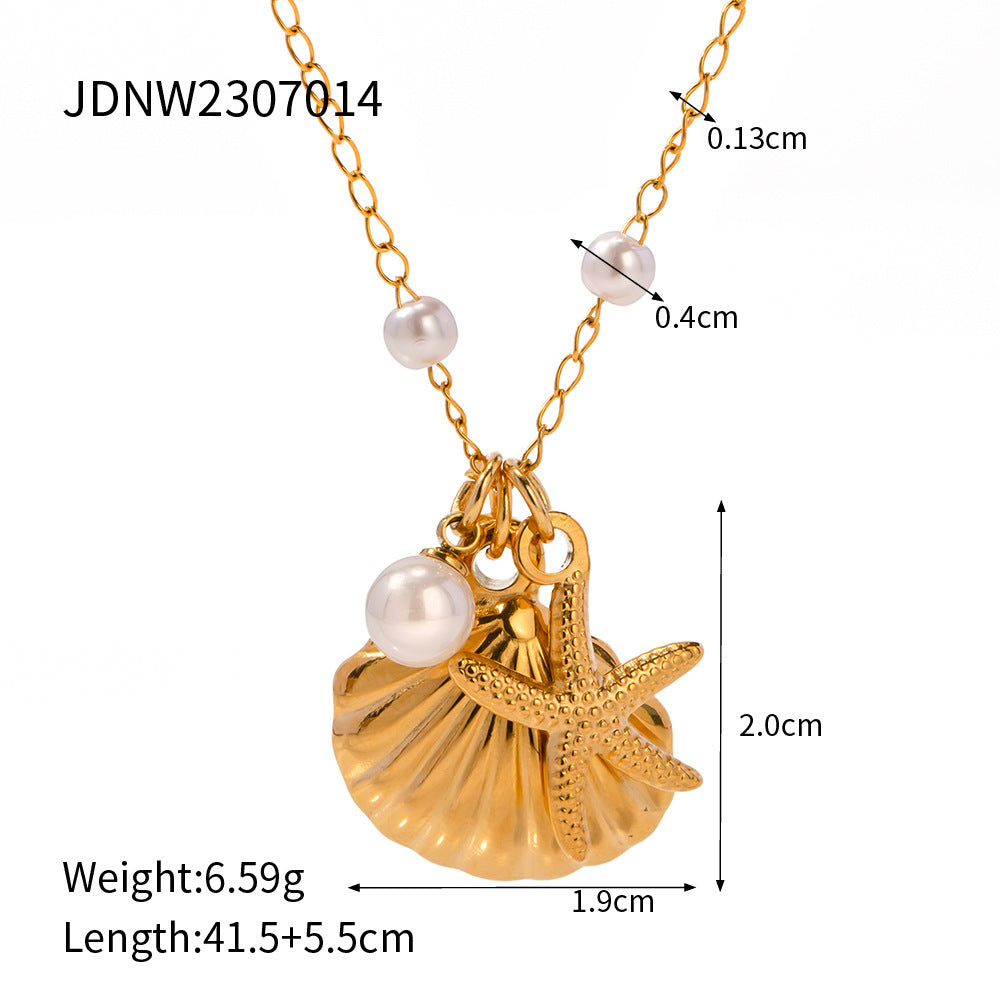 LOVECCR New Marine Series Pearl Accessories New  Cross Border Fashion All-Match Starfish Shell Necklace Ornament