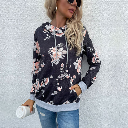 LOVECCR Strictly selected  New  popular Early Spring New Middle Eastern Women's Clothing Pullover Printed Pocket Hooded Sweater