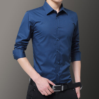 Long Sleeve Shirt Men's Korean-Style Slim Fit Spring and Autumn Clothes Handsome Male Gray Shirt Trendy Casual Formal Wear Shirt