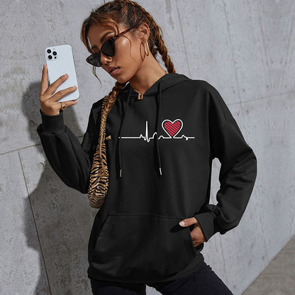 LOVECCR popular new autumn and winter leisure sports hoodie South East Asia New Popular trade women's printed long-sleeved hooded sweater