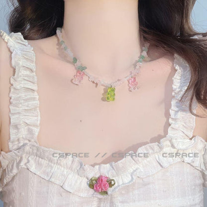 LOVECCR INS Dopamine Color Beaded Necklace  New Fashion All-Match Special-Interest Design High Sense Necklace