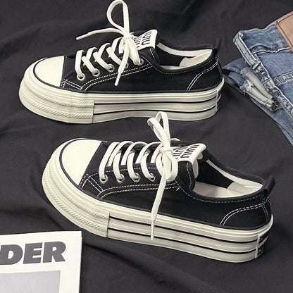 loveccr In Stock Spring and Summer  New Student Leisure All-Match Low Top Thick Bottom Height Increasing Canvas Shoes Female H1323