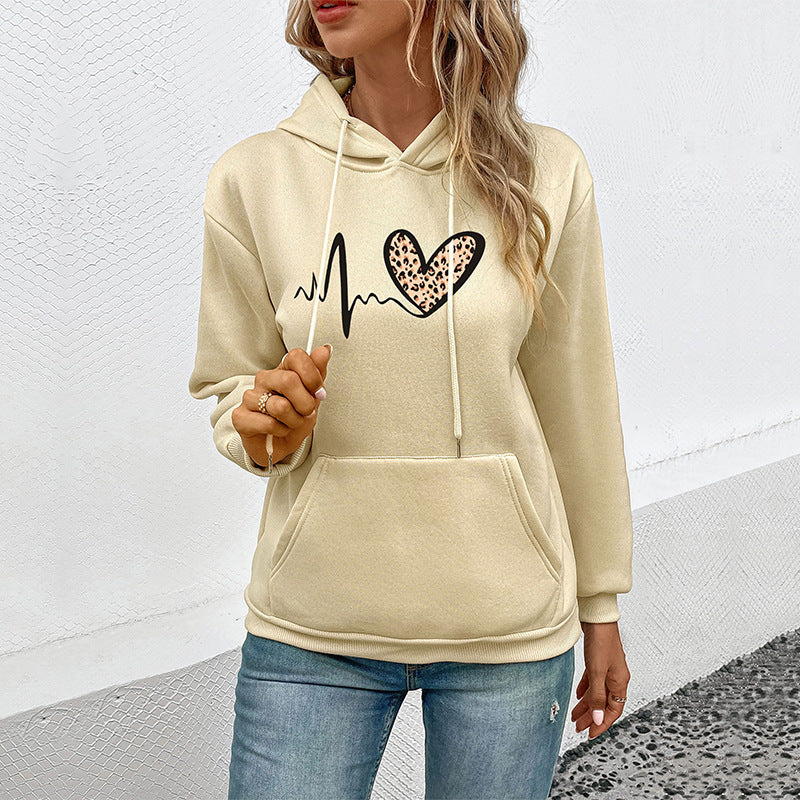 LOVECCR Hot autumn and winter new 2025 long-sleeved pocket hoodie   casual hooded printed pullover sweater