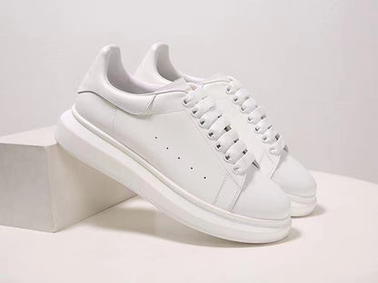 loveccr McQueen White Shoes Men's and Women's Genuine Leather Spring and Summer High Version New Thick Bottom Increased Casual Versatile Sneakers