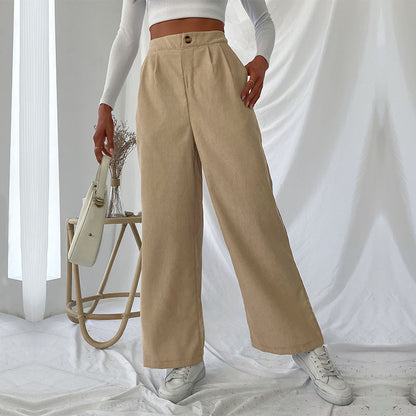 LOVECCR Hot new autumn and winter 2025  foreign trade casual women's pants  commuter corduroy commuter wide-leg pants