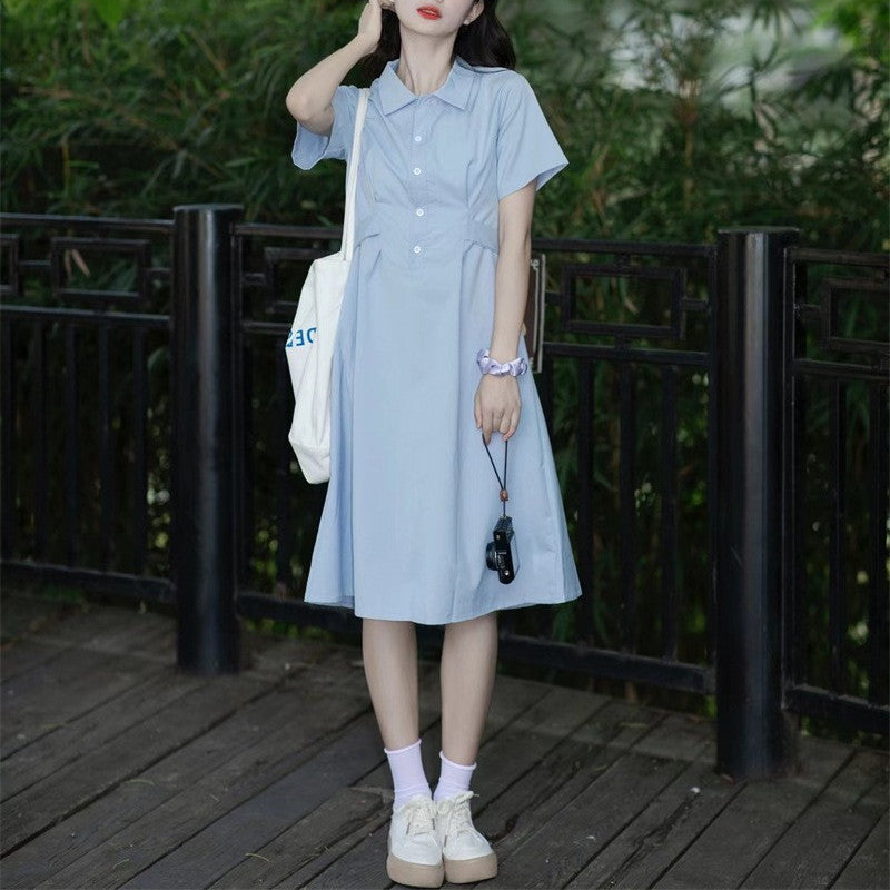 Tea Break  Platycodon Grandiflorum Retro Gentle Style Elegant High-Grade Polo Shirt Dress Children's  Summer