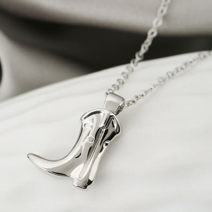 Cross-Border New Arrival Fashion Women's Accessories Personalized Cowboy Boot Pendant HOTan and NEWn Retro Easy Matching Necklace High-Grade Clavicle Chain