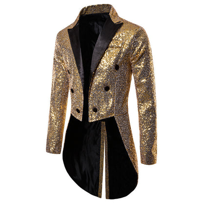 LOVECCR   Cross-Border Foreign Trade Men's Suit Swallowtail Banquet Nightclub Performance Sequin Fashion Design Men's Jacket