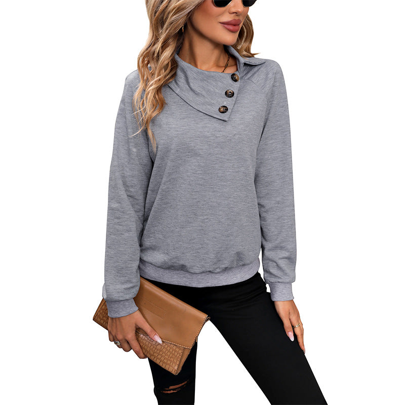 LOVECCR 2025  Hot autumn lapel sweater  new women's top long-sleeved casual pullover sweater women