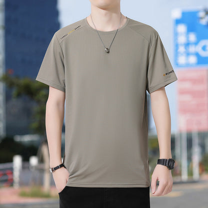 Diyu Dragon Short-Sleeved T-shirt Men's Summer Ice Silk round Neck Bottoming Shirt Breathable Sports Undershirt Quick-Drying Men's Top