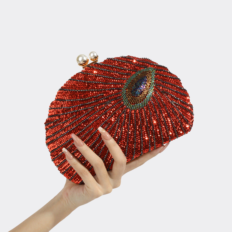 loveccr Cross-Border in Stock Retro Chinese Style Heavy Craft Beaded Embroidered Bag Evening Wear Portable Dinner Bag Cheongsam Clutch Bag Perfect