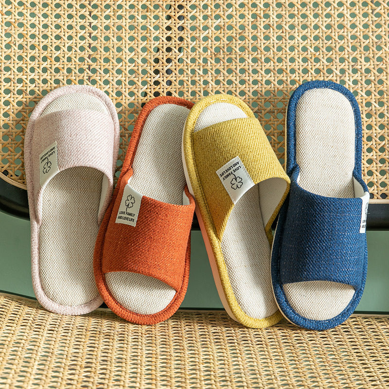 Spring and Summer New Linen Slippers Indoor Home Leisure Non-Slip Couple Slippers Home Women's Slippers Wholesale