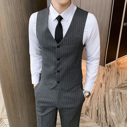 LOVECCR   Men's Casual Suit Korean Style Trendy Business Formal Wear Slim Fit Bridegroom Suit Jacket Best Man Wedding Dress