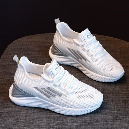 loveccr Sneaker  New Women's Spring and Summer Mesh Breathable Casual White Shoes Ins Hidden Heel Women's Shoes