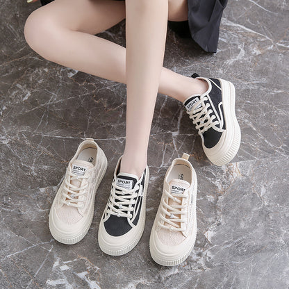 loveccr Breathable White Shoes Women's Shoes  New Summer Mesh Shoes Super Hot All-Match Platform Lace Thin Casual Sneakers