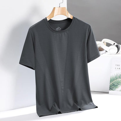 Daddy's Short Sleeve T-shirt Men's  New Ice Silk Slip Loose Breathable Summer Thin T-shirt for Middle-Aged and Elderly People