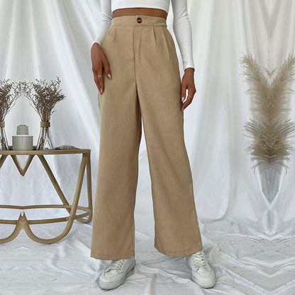 LOVECCR Hot new autumn and winter 2025  foreign trade casual women's pants  commuter corduroy commuter wide-leg pants