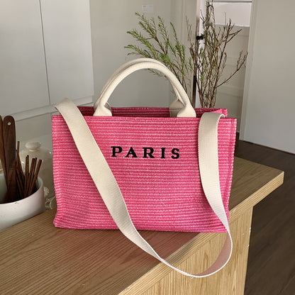 loveccr Cross-Border Supply  New Long Shoulder Strap Straw Bag All-Match Fashion Shoulder Bag Tote Bag Beach Bag Vacation Bag