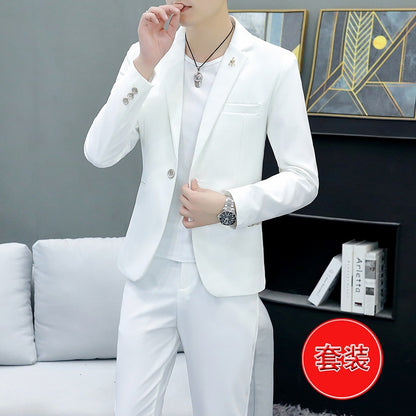 LOVECCR   Suit Men's One Suit Matching Summer Korean Style Trendy Fashion Dress 3/4 Sleeve Non-Ironing Casual Small Suit