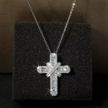 Foreign Trade HOTan and NEWn Star Exquisite Pendant Double Cross Necklace Zircon Micro Inlaid HOTan and NEWn Exquisite Necklace