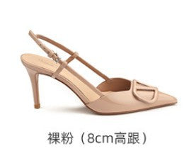 loveccr  Summer New Sandals  Retro Pointed Toe Slingback Closed Toe Sandals Women Temperament Commute High Heel Sandals Women