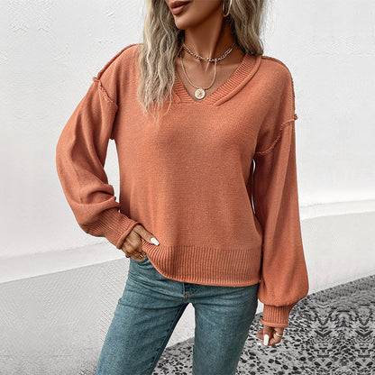 LOVECCR New Hot Trade Knitted Sweater Hot Autumn and Winter New  Long Sleeve Solid Color 2025 Pullover Sweater Women