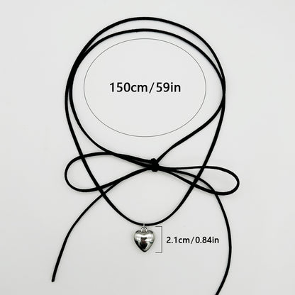 HOT and NEW Cross Border Necklace Adjustable Flanelle Rope Choker Female Simple Personality Heart Love Heart Pendant Necklace Wholesale