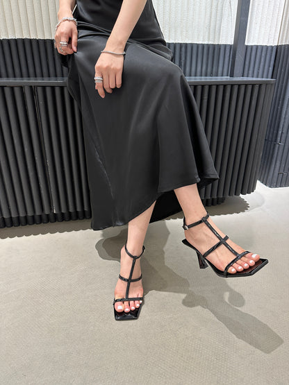 loveccr  South Korea Roman Shoes  Summer New Square Toe Open Toe Stiletto Heel Sexy Fashion Women's Sandals Thin Cross Straps