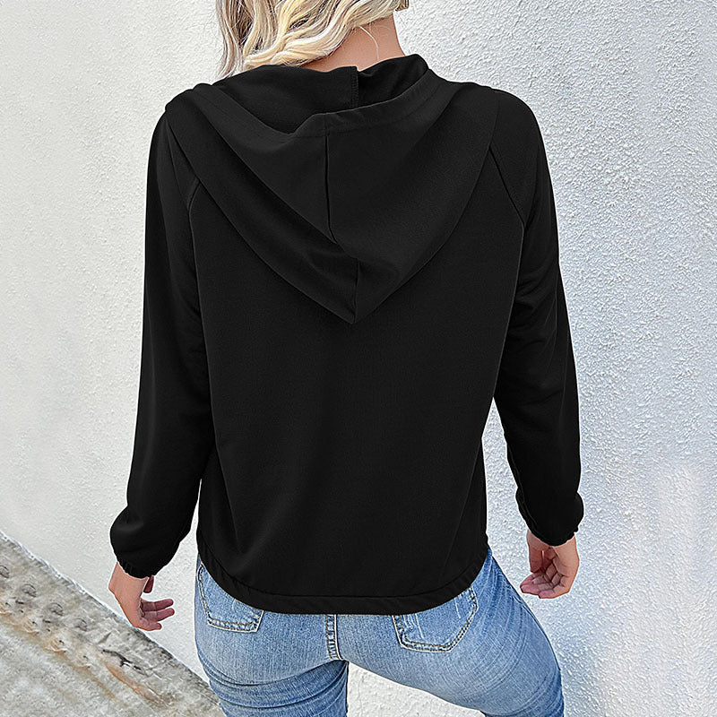 LOVECCR Hot trade popular new autumn and winter Popular trade splicing hoodie  New casual hooded button pullover sweater