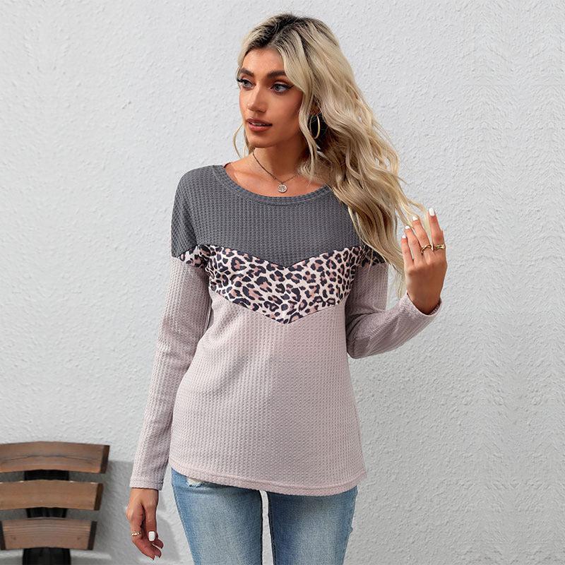 LOVECCR Strictly selected  New autumn new products fashion leopard print color matching knitted sweater long sleeve 2025 casual top women