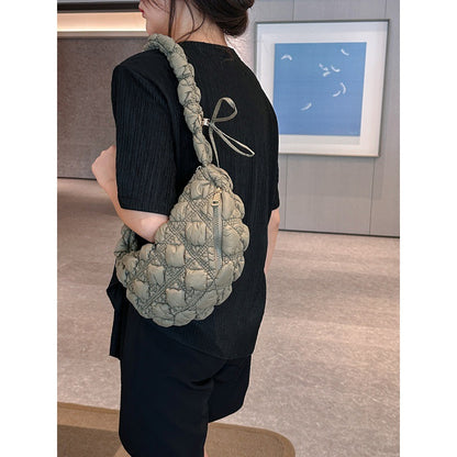 loveccr New South Korea Niche Cloud Bag Ins Idle Style Bubble Pleated down Bag Lightweight Sponge Shoulder Bag