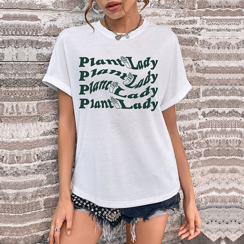 LOVECCR new popular summer 2025 Popular trade women's clothing crew neck letter printed top Guangzhou short-sleeved t-shirt