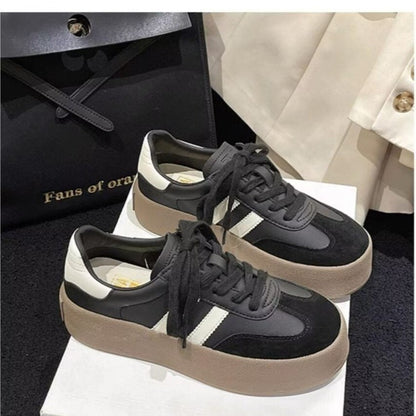 loveccr White Shoes for Women Ins Trendy  Autumn New Color Matching Trendy Biscuit Board Shoes Flat Pumps Casual Sneaker