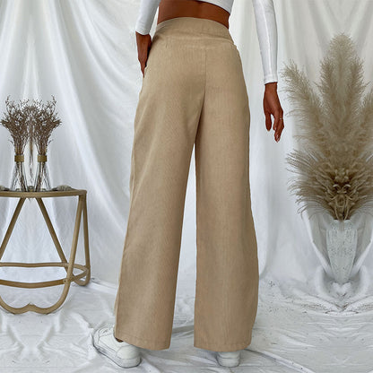 LOVECCR Hot new autumn and winter 2025  foreign trade casual women's pants  commuter corduroy commuter wide-leg pants