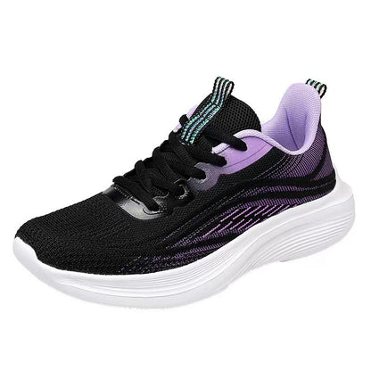 loveccr Flying Woven Women's Shoes Spring  Mesh Sneaker Soft Bottom Lightweight Student Running Shoes Breathable Casual Shoes Cross-Border