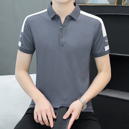 New Pearl Cotton Short-Sleeved Polo Shirt Men's Business Casual Half-Sleeved Men's T-shirt Men's Work Clothes Wholesale