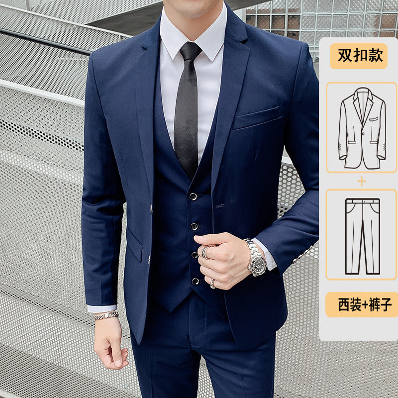 LOVECCR   Men's Spring and Autumn Men's Suit Suit Men's Korean-Style Slim Fit Business Suit Men's Three-Piece Wedding Bridesmaid Dress