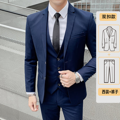 LOVECCR   Men's Spring and Autumn Men's Suit Suit Men's Korean-Style Slim Fit Business Suit Men's Three-Piece Wedding Bridesmaid Dress