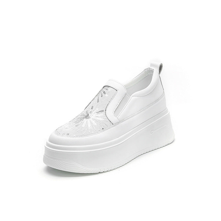 loveccr White Shoes for Women  New Korean Style Heightened Sneakers Pumps Spring and Autumn Casual White Women's Shoes