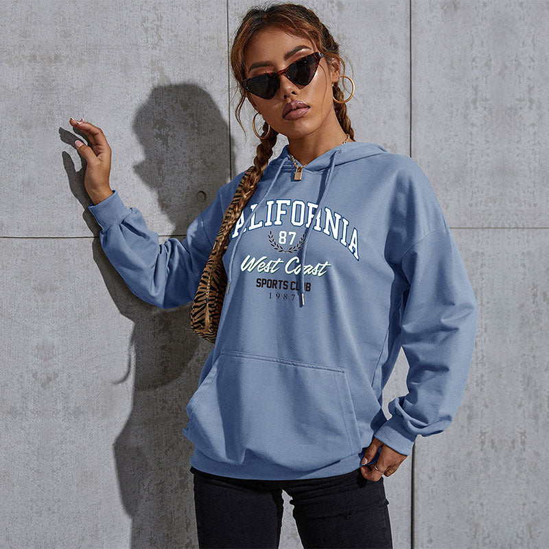 LOVECCR popular new autumn and winter leisure sports hoodie Middle East New Popular trade women's clothing letter printing hooded sweater wholesale