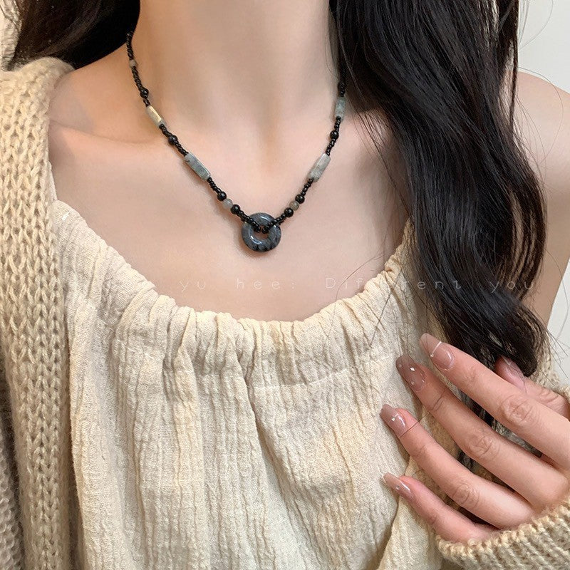 Chinese Zen New Chinese Style Camellia Necklace Ancient Style Woven National Style Clavicle Chain Beaded Flower Necklace