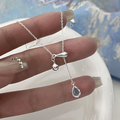 LOVECCR Xiaohongshu Popular One Drop of Tears Necklace Non-Fading Women's Summer High Sense  New Adjustable Clavicle Chain