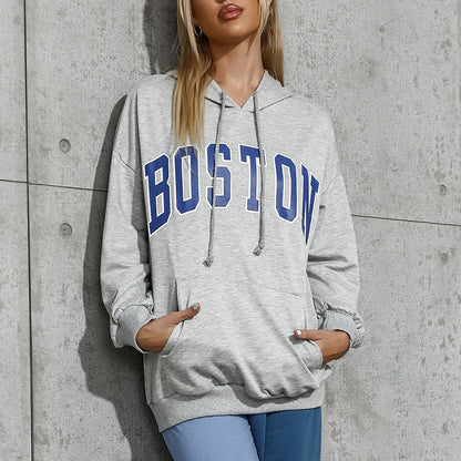 LOVECCR popular autumn new casual hooded letter print sweater pullover  New casual hoodie