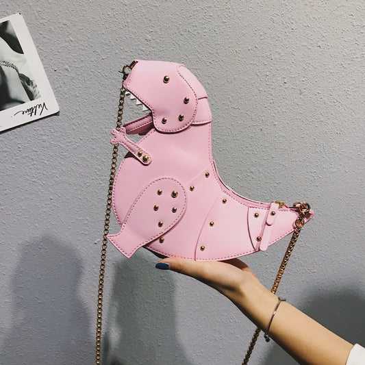 loveccr Cross-Border European and American Fashion Creative Funny Three-Dimensional Dinosaur Crossbody Bag Personality Rivets Cartoon Animal Modeling Bag