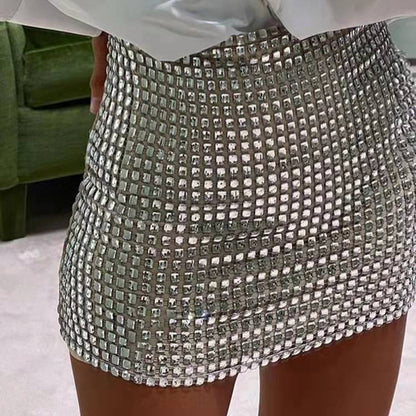 LOVECCR  spring new 2025 sexy women's clothing solid color slim mesh sequin hip-wrapped fashion skirt women's foreign trade