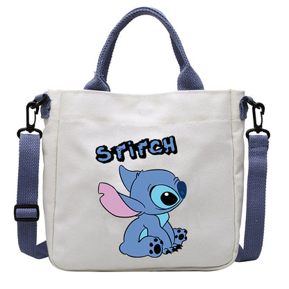 loveccr Anime Peripheral Stitch Canvas Bag Student Shoulder Bag Messenger Bag Detachable Shoulder Strap Handbag Tote Bag