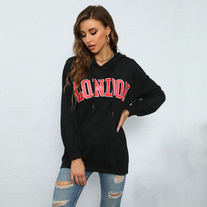 LOVECCR popular autumn and winter new 2025 women's clothing hooded letter printing sweater New casual pullover hoodie