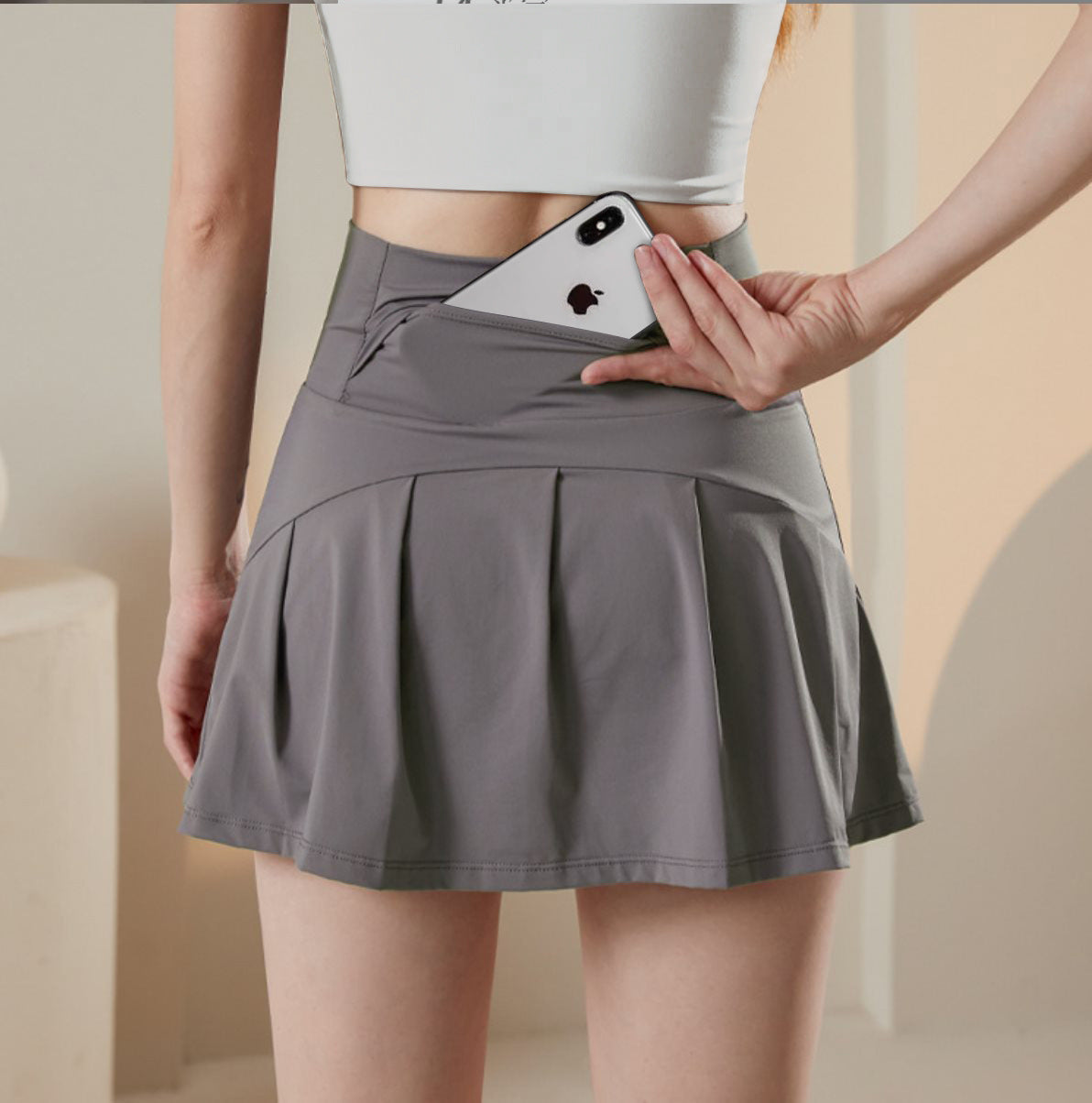 Lulu Same Style Skirt Nylon High Elastic Ice Silk Tennis Skirt Thin Breathable Yoga Anti-Exposure Sports Skirt Women