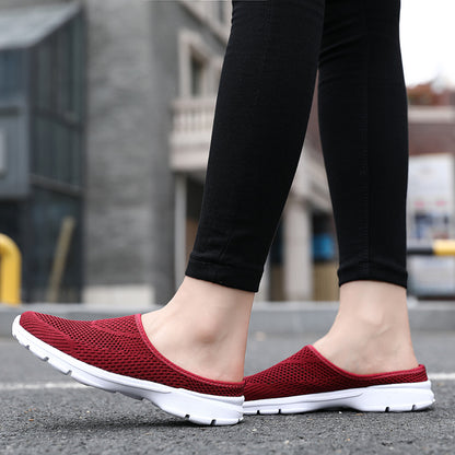 Slip-on Lazy Pump Half Slippers Women's Outdoor Summer Mesh Women's Walking Slippers