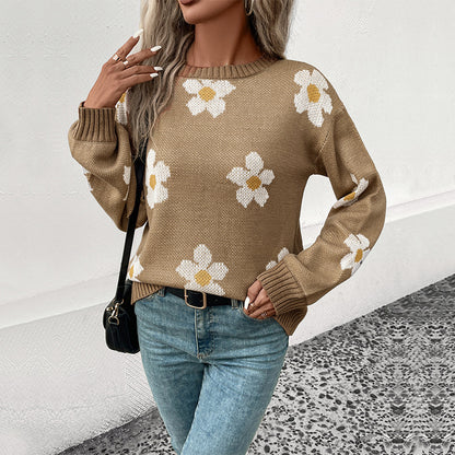 LOVECCR New Hot Trade Pullover Knitted Sweater Hot Autumn and Winter New 2025 Fashion Women's Clothing Long Sleeve Jacquard  Sweater